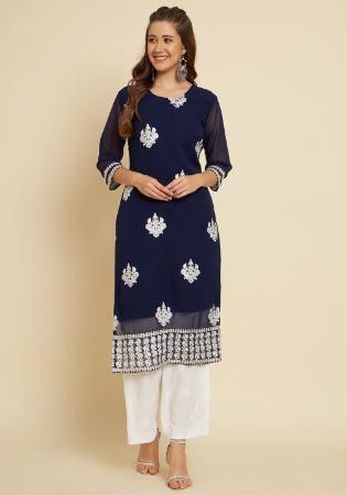 Picture of Grand Georgette Midnight Blue Kurtis & Tunic