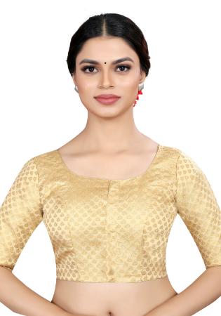 Picture of Superb Silk Pale Golden Rod Designer Blouse