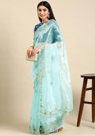 Picture of Pretty Georgette Powder Blue Saree