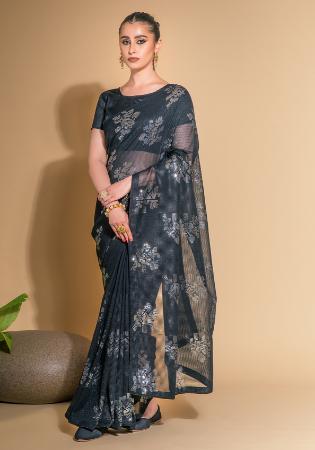 Picture of Splendid Georgette Black Saree