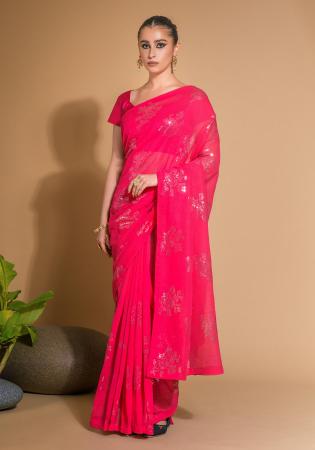 Picture of Pleasing Georgette Deep Pink Saree