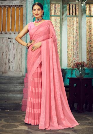 Picture of Beauteous Georgette Dark Salmon Saree