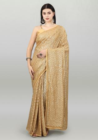 Picture of Graceful Georgette Khaki Saree