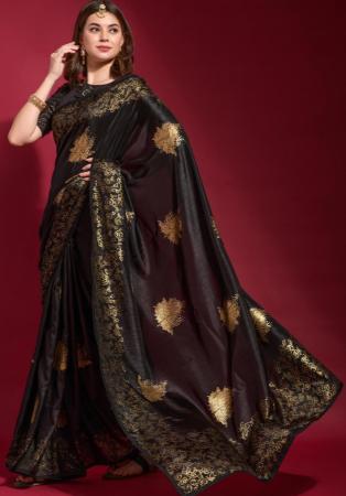 Picture of Nice Georgette & Silk Black Saree