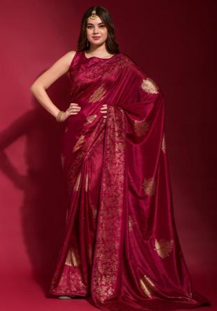 Picture of Beauteous Georgette & Silk Maroon Saree