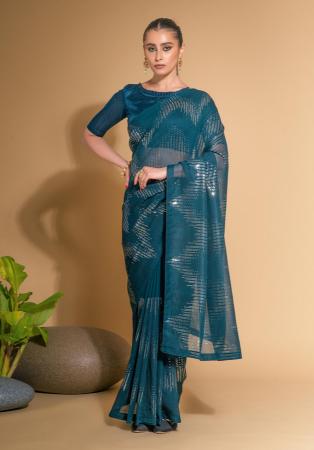 Picture of Nice Georgette Midnight Blue Saree