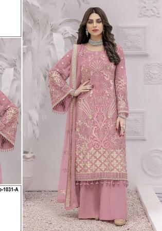 Picture of Georgette Rosy Brown Straight Cut Salwar Kameez