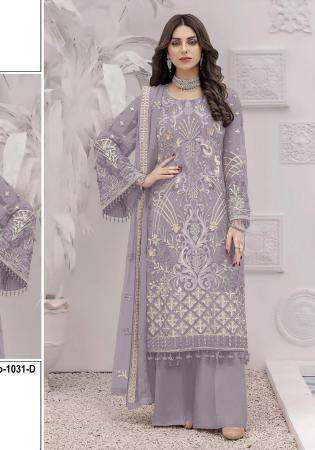 Picture of Georgette Dark Grey Straight Cut Salwar Kameez