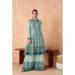 Picture of Georgette Dark Sea Green Straight Cut Salwar Kameez