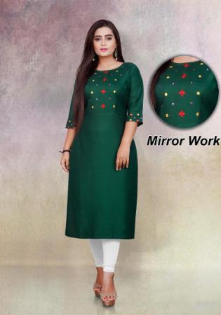 Picture of Graceful Rayon Forest Green Kurtis & Tunic