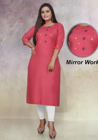 Picture of Exquisite Rayon Indian Red Kurtis & Tunic