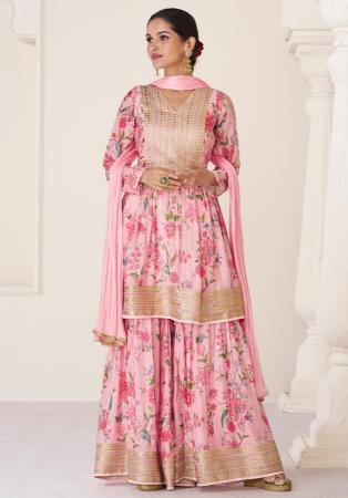 Picture of Stunning Silk Light Coral Anarkali Salwar Kameez