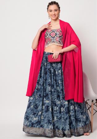 Picture of Magnificent Silk Navy Blue Lehenga Choli