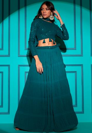 Picture of Magnificent Georgette Teal Readymade Lehenga Choli