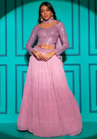 Picture of Well Formed Georgette Light Pink Readymade Lehenga Choli