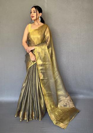 Picture of Pleasing Silk Dark Khaki Saree