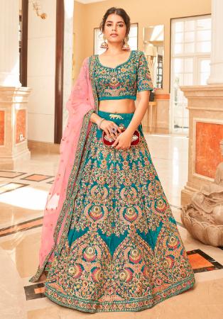 Picture of Gorgeous Silk Teal Lehenga Choli