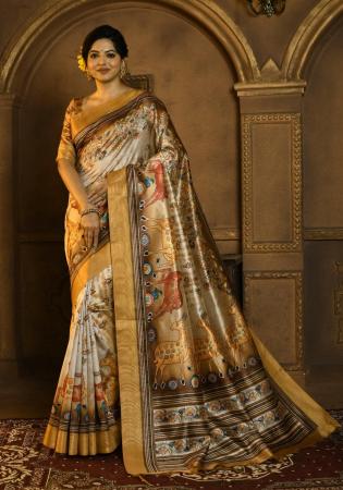 Picture of Alluring Silk Sandy Brown Saree