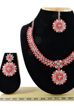 Picture of Superb Maroon Necklace Set