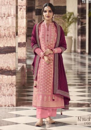 Picture of Silk Pale Violet Red Straight Cut Salwar Kameez