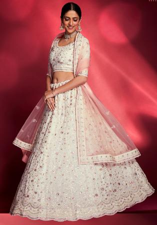 Picture of Nice Georgette & Silk Off White Lehenga Choli