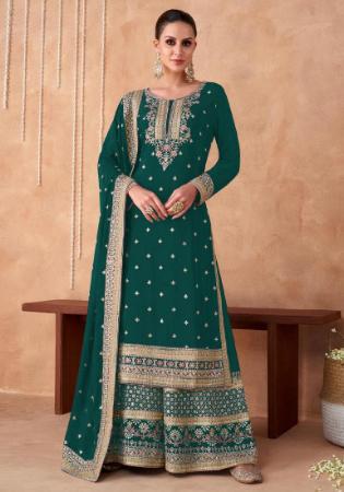 Picture of Georgette Dark Slate Grey Straight Cut Salwar Kameez