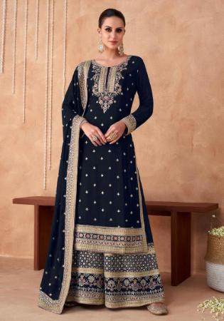 Picture of Well Formed Georgette Black Straight Cut Salwar Kameez