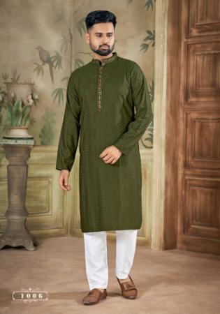 Picture of Resplendent Crepe Dark Olive Green Kurtas