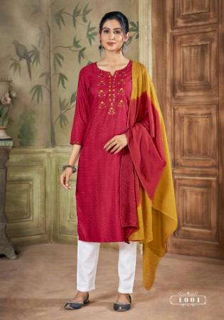 Picture of Fascinating Cotton Fire Brick Kurtis & Tunic