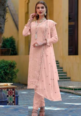 Picture of Ravishing Georgette Tan Straight Cut Salwar Kameez