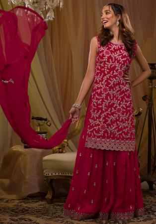 Picture of Pretty Georgette Maroon Straight Cut Salwar Kameez