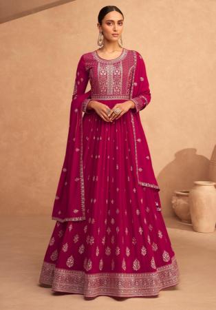 Picture of Georgette Deep Pink Straight Cut Salwar Kameez