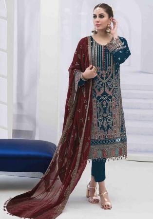 Picture of Georgette Midnight Blue Straight Cut Salwar Kameez