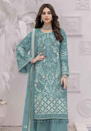 Picture of Georgette Slate Grey Straight Cut Salwar Kameez