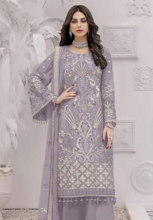 Picture of Georgette Dark Grey Straight Cut Salwar Kameez