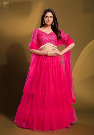 Picture of Crepe & Georgette & Organza Deep Pink Lehenga Choli