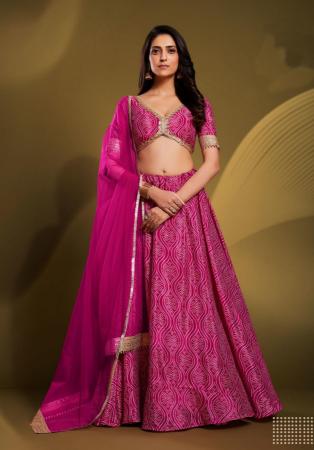 Picture of Crepe & Georgette & Organza Pale Violet Red Lehenga Choli