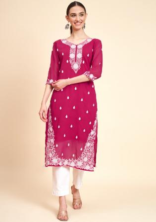 Picture of Statuesque Georgette Medium Violet Red Kurtis & Tunic