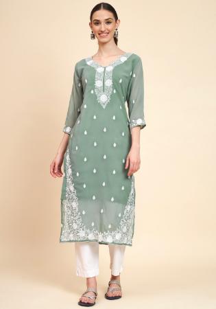 Picture of Graceful Georgette Dark Grey Kurtis & Tunic