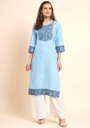 Picture of Comely Cotton Pale Turquoise Kurtis & Tunic