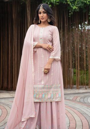 Picture of Georgette Rosy Brown Straight Cut Salwar Kameez