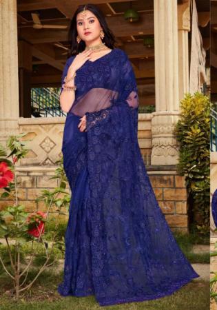 Picture of Classy Net Navy Blue Saree