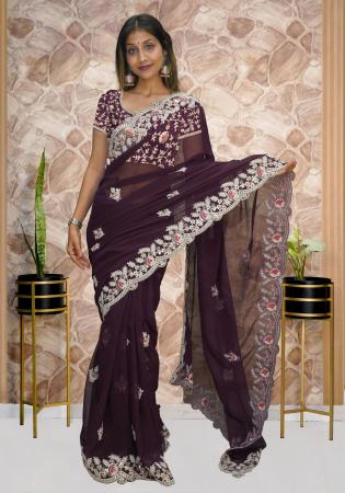 Picture of Stunning Georgette & Silk Black Saree