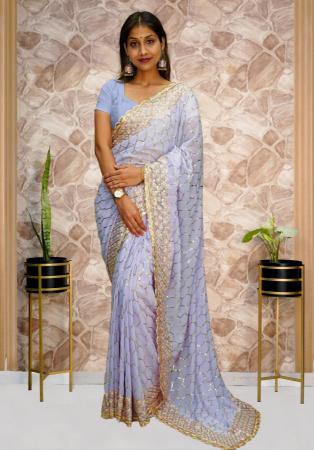 Picture of Excellent Georgette & Silk Light Grey Saree