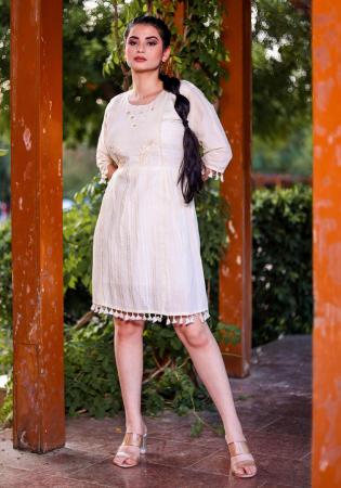 Picture of Nice Cotton Off White Kurtis & Tunic