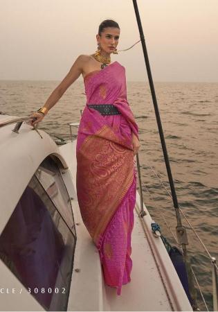 Picture of Bewitching Silk Pale Violet Red Saree