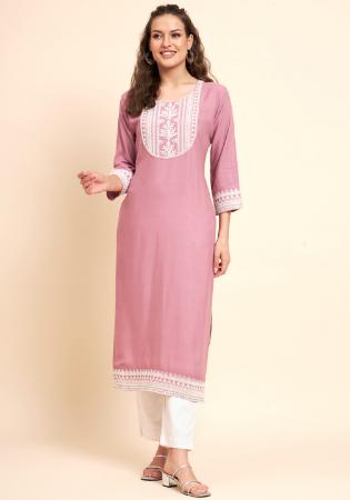 Picture of Statuesque Rayon Pale Violet Red Kurtis & Tunic