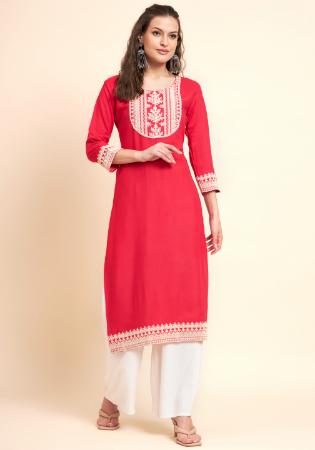 Picture of Excellent Rayon Light Coral Kurtis & Tunic