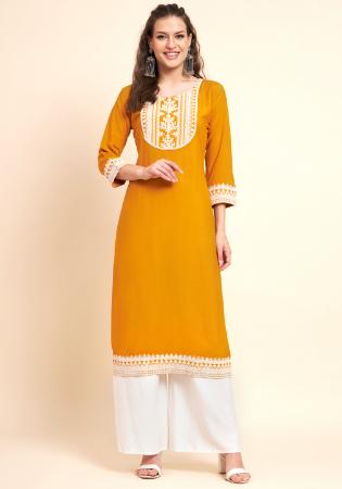 Picture of Marvelous Rayon Orange Kurtis & Tunic