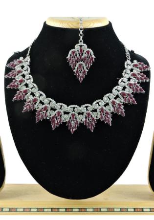 Picture of Nice Maroon Necklace Set